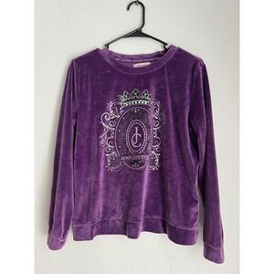 Juicy Couture Velour Pullover Sweatshirt Crown‎ Logo Purple Sleepwear M